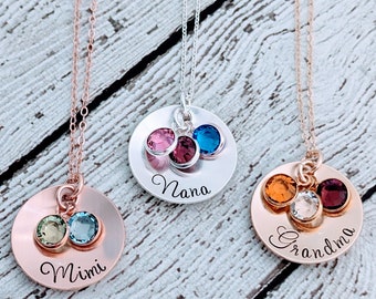 Grandma Necklace, Personalized Gift, Birthstone Necklace, Nana Necklace, Handmade Jewelry