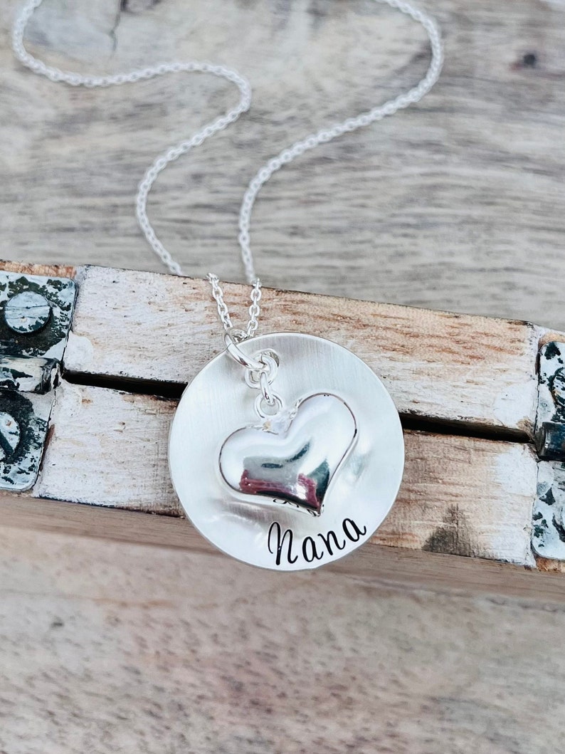 Grandma Necklace, Personalized Gifts, Nana Necklace, Personalized Heart Necklace, Handmade Jewelry, Gift for Nana, Grandma Jewelry image 1