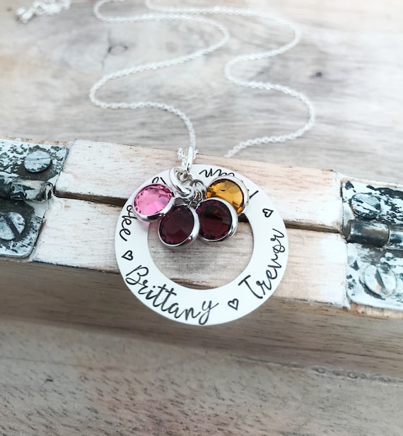 Grandma Necklace name birthstone personalized engraved custom Grandmother  Gift | eBay
