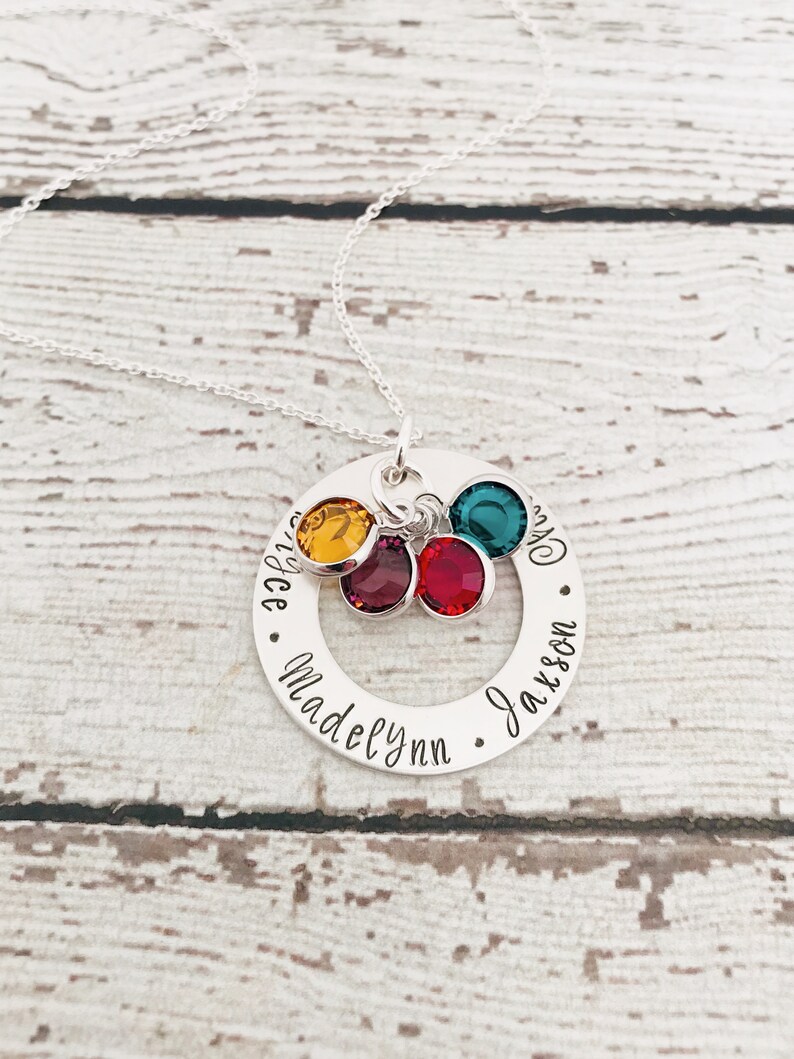 Mother's Day Jewelry, Personalized Necklace with Birthstones, Kids Names Necklace, Birthstone Necklace for Mom, Mothers Day Gift for Grandma image 1