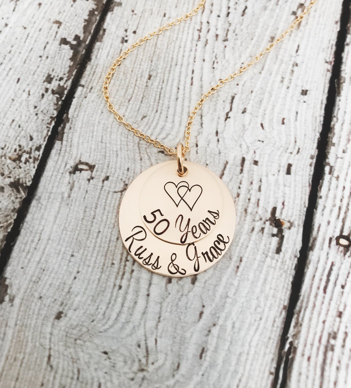 50th Anniversary Necklace Gold Anniversary Gift Golden Etsy