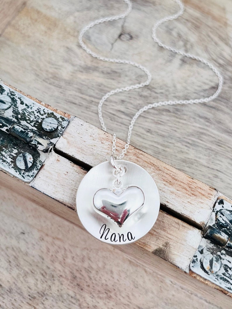 Grandma Necklace, Personalized Gifts, Nana Necklace, Personalized Heart Necklace, Handmade Jewelry, Gift for Nana, Grandma Jewelry image 2