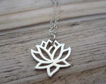 Silver Lotus Necklace-Lotus Flower Jewelry-Minimalist Necklace-Zen Jewelry-Minimalist Jewelry-Silver Lotus Charm