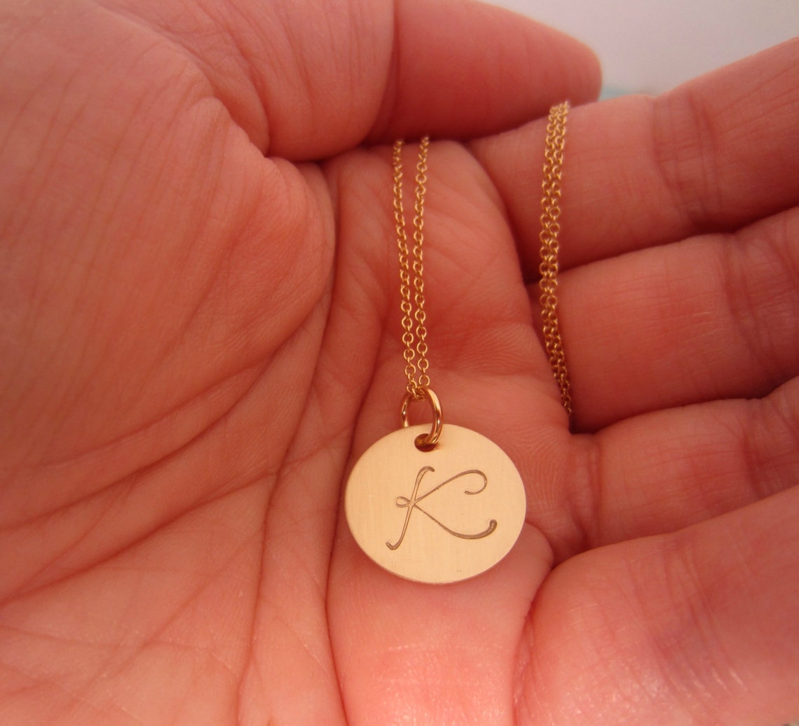 Gold Initial Necklace Gold Letter Charm Gold Initial Etsy