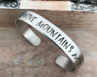 High School Graduation Gift for Her, Graduation Jewelry Gift, Inspirational Cuff Bracelet, You'll Move Mountains, Hand Stamped Cuff