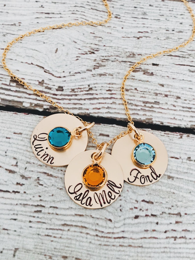 Birthstone Necklace for Mom Push Present Baby Name