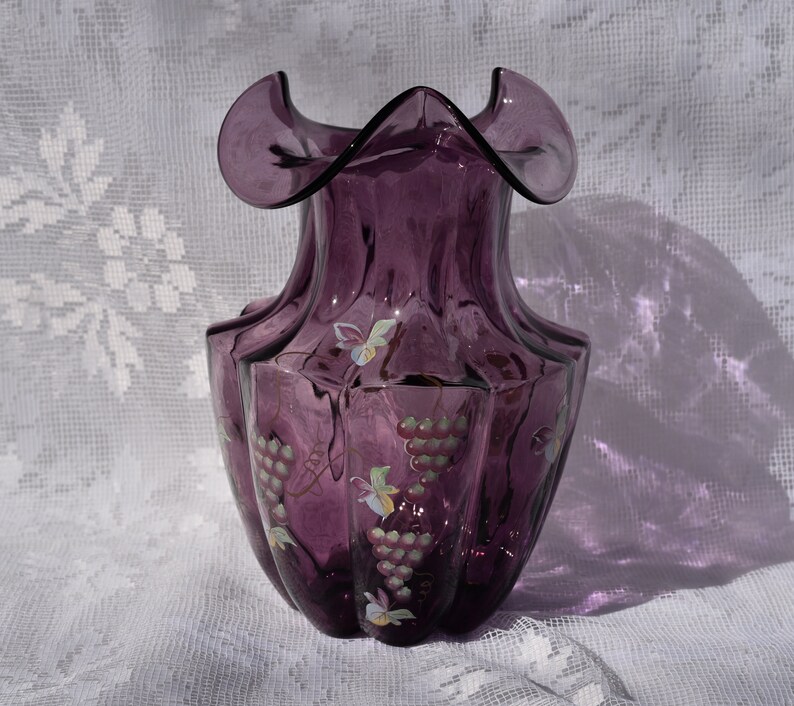 Eb4169 FENTON Purple Amethyst LARGE Vase from 1993 Etsy
