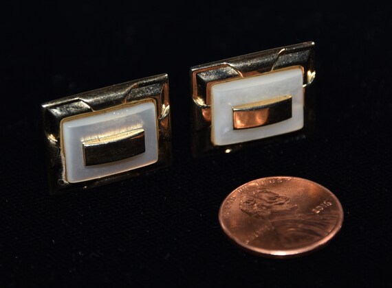Boutons de manchette vintage en nacre et or jaune 14 ct - Canada