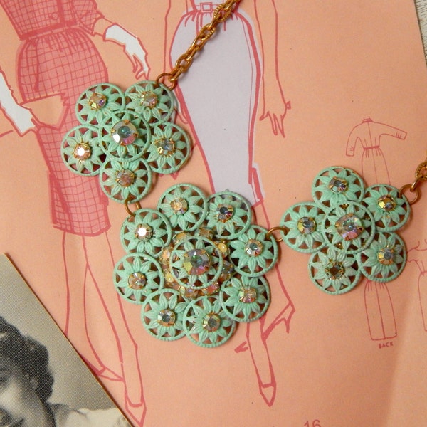 Upcycled necklace / statement necklace / reurposed / vintage necklace / upcycled jewelry / repurposed jewelry / assemblage jewelry / altered
