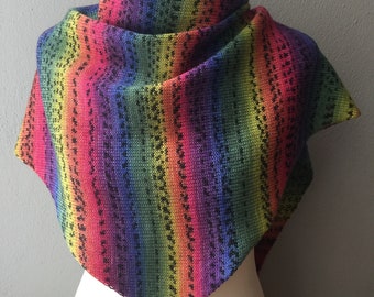 Dreieckstuch "Regenbogen" Tuch Stola Schultertuch gestrickt handgestrickt knitted shawl triangle Wolle