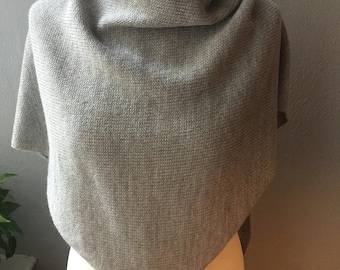 Triangular scarf 100 % alpaca scarf stole shawl grey mottled alpaca wool knitted knit knit shawl triangle