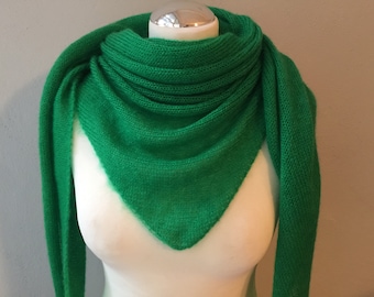 Feather-light triangular shawl, stole, shoulder shawl, scarf, mohair, silk, women, girls, green, birthday