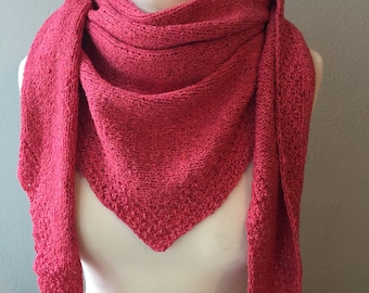 Silk Cotton Triangle Scarf Hand Knitted Salmon Summer Scarf Women Girls Gift