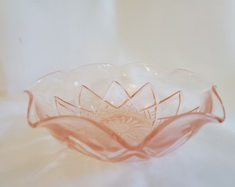 Pink Depression-Era Ruffled Bowl set