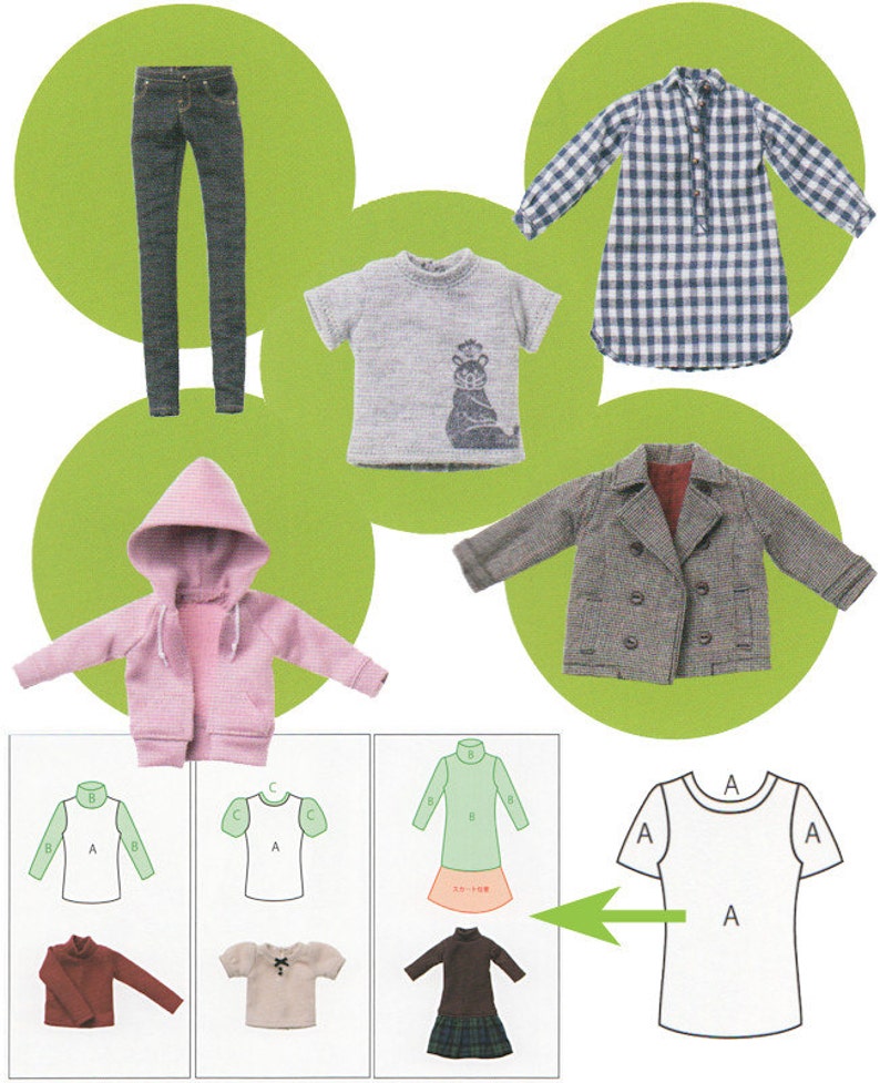 Sewing pattern lot for Blythe Momoko Odeco Middie BJD | Etsy