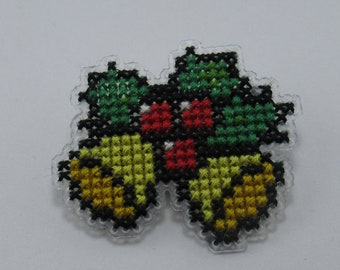 Christmas Bells Cross Stitch Pin