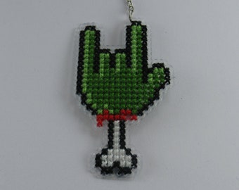 Zombie Hand Cross Stitch Keychain