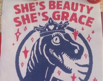 She's Beauty, She's Grace, She'll Probably Eat Your Face - Cross Stitch Pattern