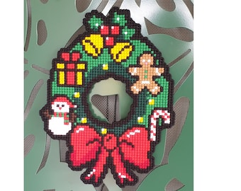 8 Bit Cross Stitched Christmas Wreath