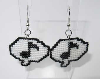 Musical Note Cross Stitched Earrings