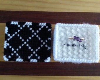 Monochromatic Cross Stitch Engagement Ring Box