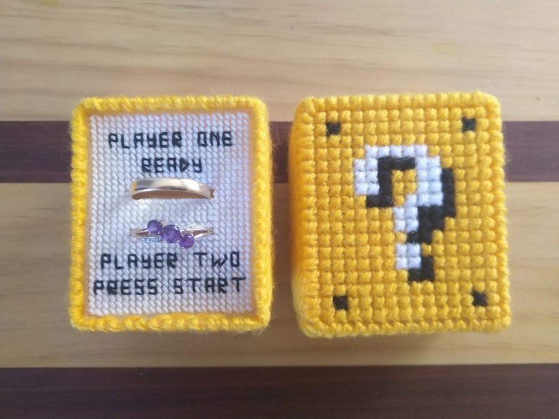 Mario Cross Stitch Engagement Ring Box