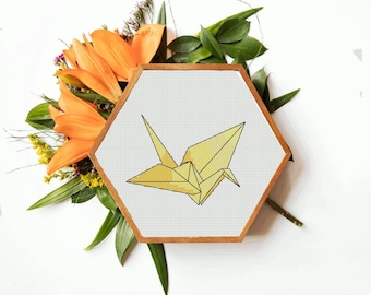 Kruissteekpatroon origami kraanvogel