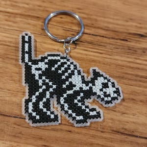 Glow in the Dark Skeleton Cat Cross Stitch Keychain