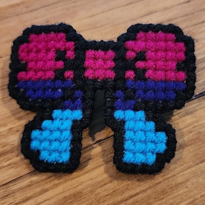 Pride Bi Bow Tie Cross Stitched Hairclip