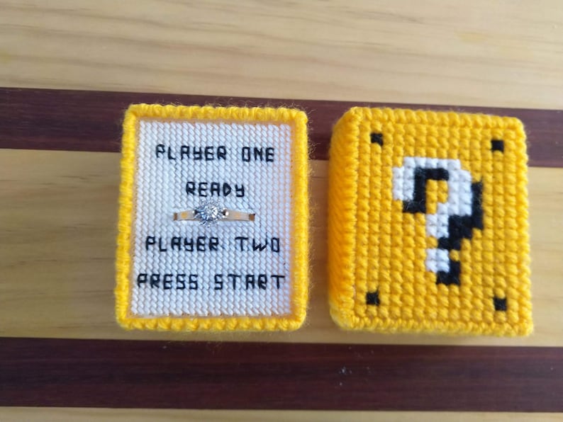 Mario Cross Stitch Engagement Ring Box