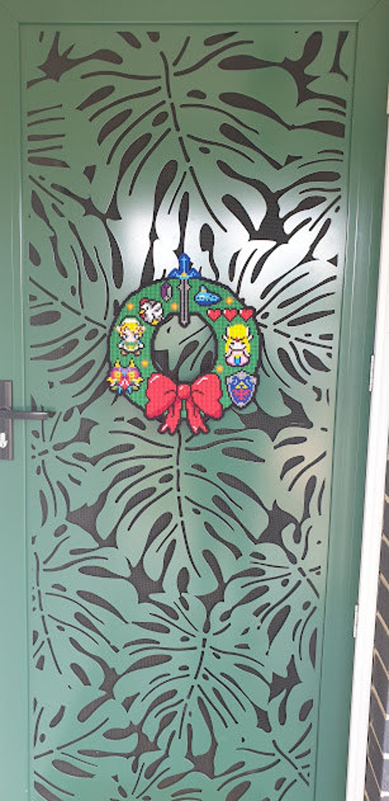 8 Bit Cross Stitched Zelda Christmas Wreath image 2