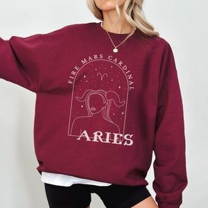Aries Sweatshirt, Zodiac Crewneck, Astrology Sweatshirt, Witchy Vibes, Minimal Crewneck, Celestial Sweatshirt, Gifts for Her