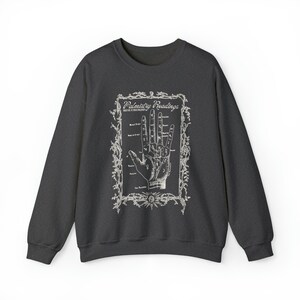 Sudadera bruja de quiromancia, camisa bruja, temporada espeluznante, cuello redondo de Halloween, vibraciones de otoño, colores cómodos 1717, vibraciones brujas, adivinación imagen 8