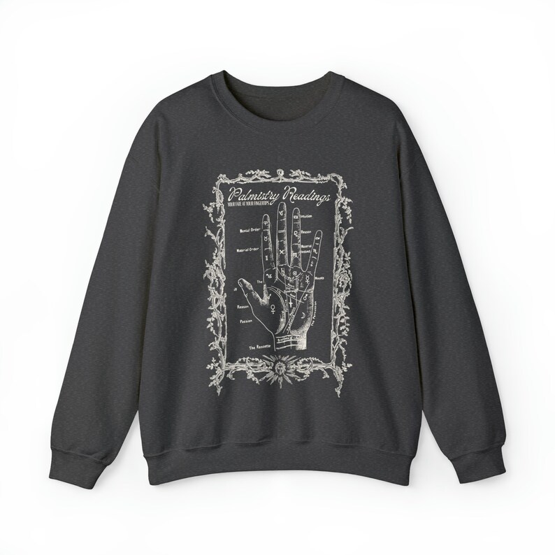 Sudadera bruja de quiromancia, camisa bruja, temporada espeluznante, cuello redondo de Halloween, vibraciones de otoño, colores cómodos 1717, vibraciones brujas, adivinación imagen 8
