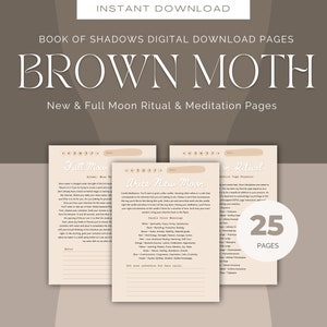 Pages brunes de méditation et de rituel de la pleine lune et de la nouvelle lune, téléchargement numérique