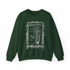 Sudadera bruja de quiromancia, camisa bruja, temporada espeluznante, cuello redondo de Halloween, vibraciones de otoño, colores cómodos 1717, vibraciones brujas, adivinación imagen 7