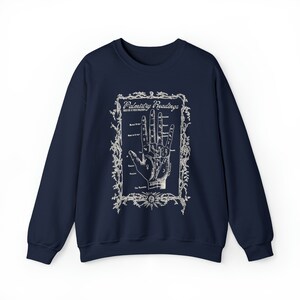 Sudadera bruja de quiromancia, camisa bruja, temporada espeluznante, cuello redondo de Halloween, vibraciones de otoño, colores cómodos 1717, vibraciones brujas, adivinación imagen 9