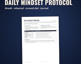 Protocolo Diário de Mentalidade para Imprimir, Diário de Treinamento Mental para Atletas, Planejador de Visualização e Exercícios de Respiração (PDF)
