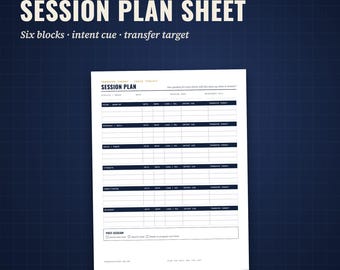 Planilha de planejamento de sessão imprimível, modelo de treino de força e condicionamento, planejador de sessão de treinamento para treinadores em PDF