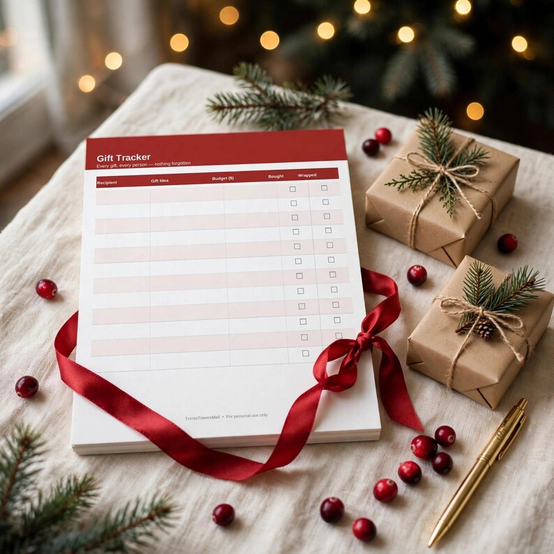 Printbare bundel met kerstplanner voor 2026 - Cadeauplanner, budgetplanner voor de feestdagen, menu- en bakplanner voor het avondeten, kerstkalenders afbeelding 3
