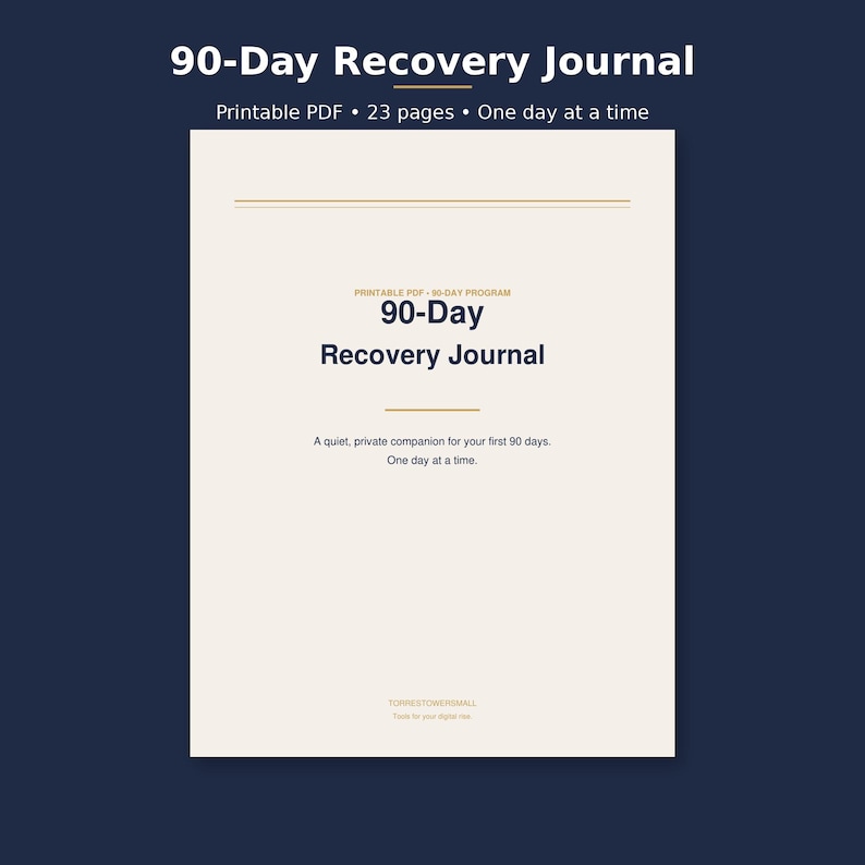 Diário de Sobriedade de 90 Dias para Imprimir, Diário de Recuperação para Vícios, Reflexão Diária com Exercícios de Gratidão e Marcos Importantes, PDF imagem 1