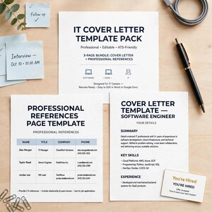 IT Cover Letter Template, Tech Cover Letter Example Pack with Professional References Page Template, Job Application Kit image 10