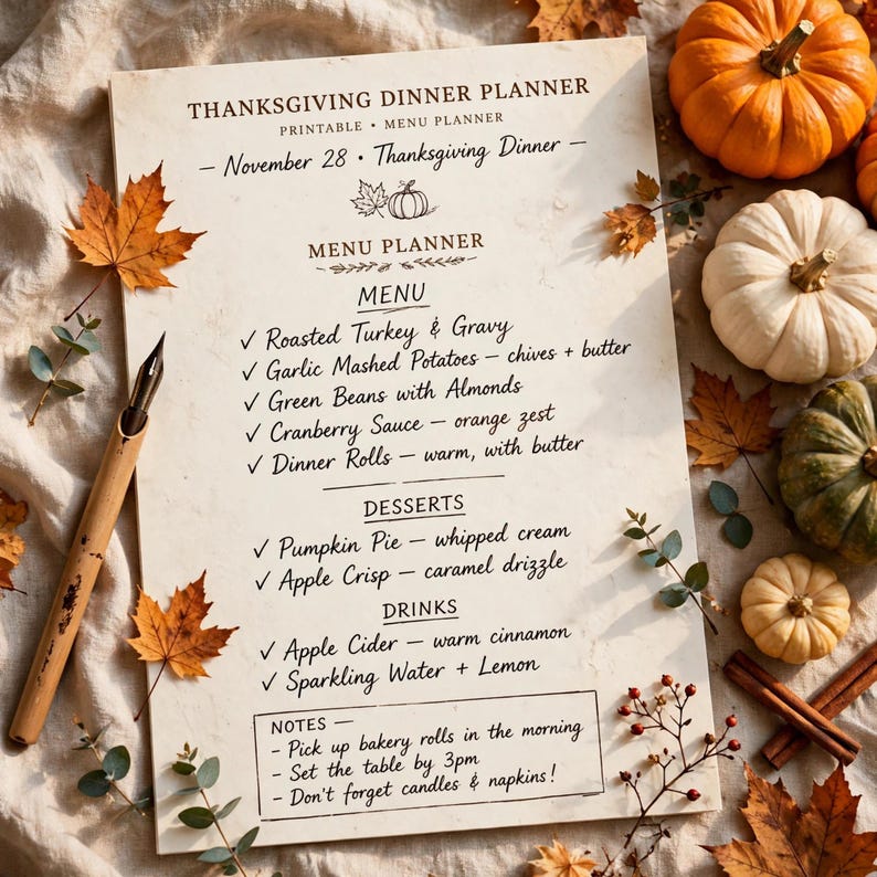 Thanksgiving Dinner Planner Printable, Holiday Menu Planner with Grocery List, Seating Chart & Budget Tracker, Friendsgiving Organizer image 2