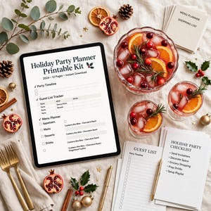 Holiday Party Planner Printable, Friendsgiving and Christmas Party Planning Kit with Guest List, Menu and Seating Chart image 9
