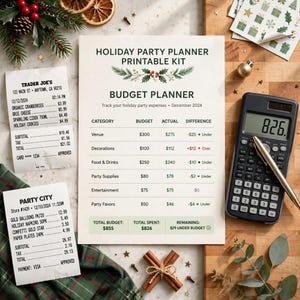Holiday Party Planner Printable, Friendsgiving and Christmas Party Planning Kit with Guest List, Menu and Seating Chart image 7