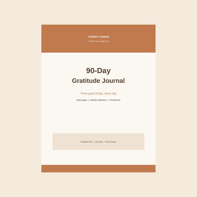 90-Day Gratitude Journal Printable, Daily Gratitude Pages, Weekly Reflection, Gratitude Prompts, Mindfulness Journal PDF image 1