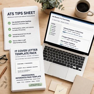 IT Cover Letter Template, Tech Cover Letter Example Pack with Professional References Page Template, Job Application Kit image 8
