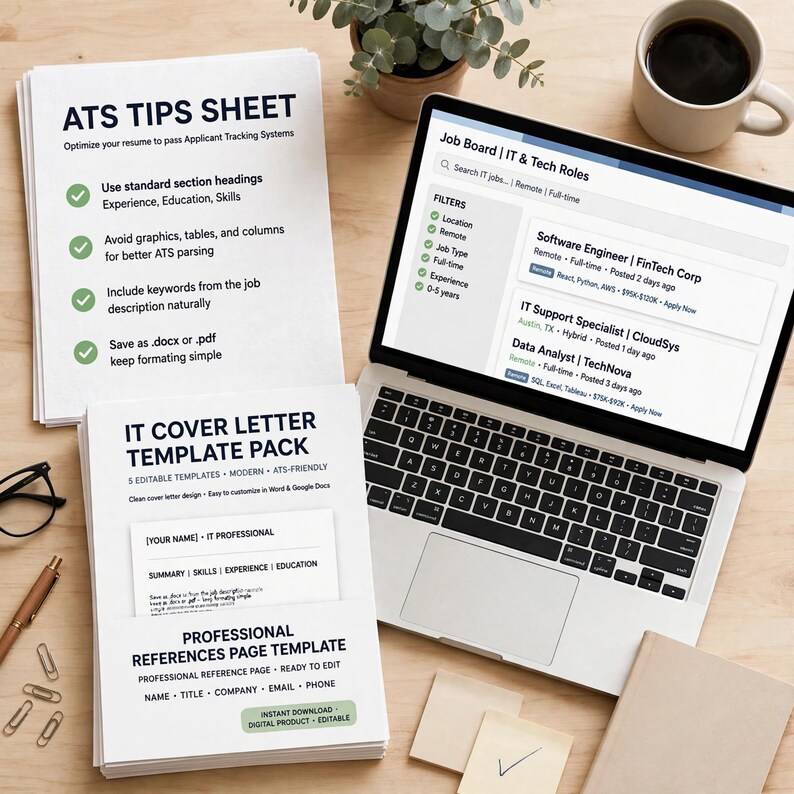 IT Cover Letter Template, Tech Cover Letter Example Pack with Professional References Page Template, Job Application Kit image 8