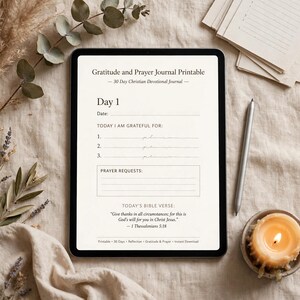 Gratitude and Prayer Journal Printable, 30 Day Christian Devotional Journal with Prayer Requests and Answered Prayers Tracker image 8