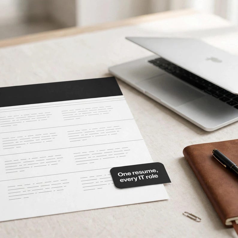 Mall för IT-CV | Professionellt teknik-CV ATS-vänligt | Redigerbart Word- och Google Dokument | CV för helpdesksupport bild 2